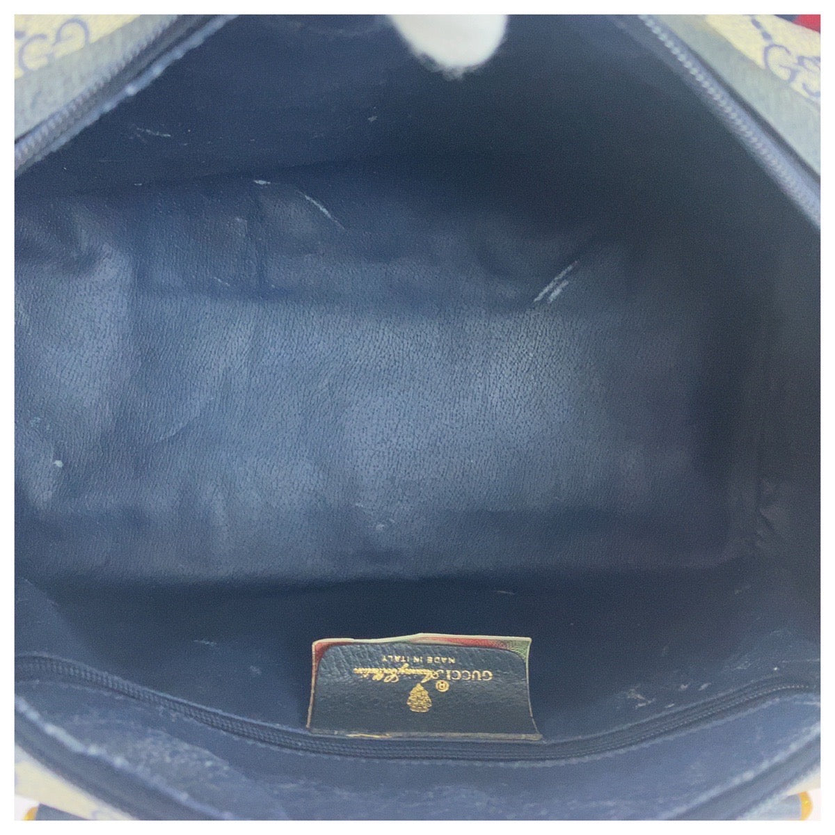 20540
GUCCI Vintage Sherry Line Gray Navy Gold Hardware GG Supreme Canvas / Leather 111 02 072 Handbag Boston Bag Shoulder Bag 2WAY Women's ABP48