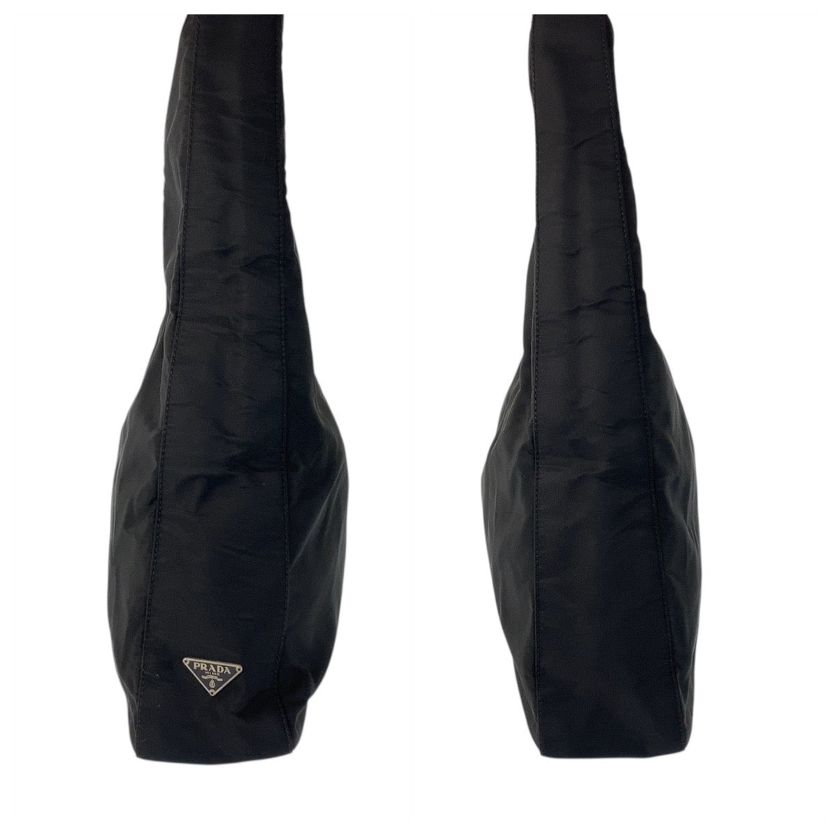 20541
PRADA プラダ テスート 三角ロゴプレート ブラック 黒 シルバー金具 ナイロン ホーボー ショルダーバッグ ハンドバッグ レディース AB28