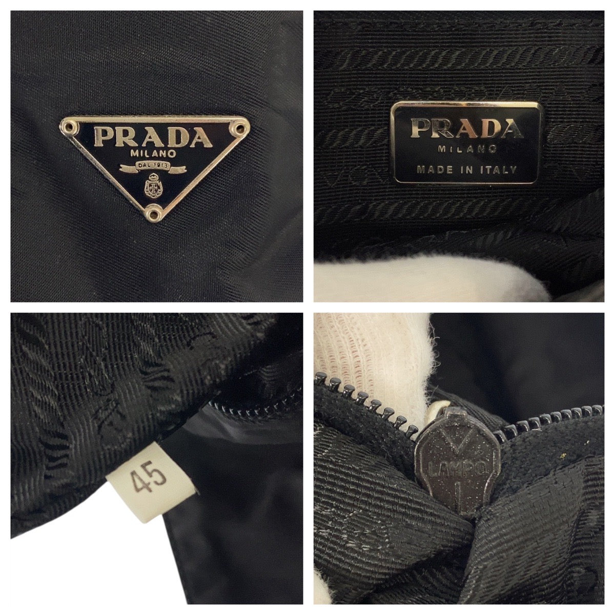 20541
PRADA プラダ テスート 三角ロゴプレート ブラック 黒 シルバー金具 ナイロン ホーボー ショルダーバッグ ハンドバッグ レディース AB28