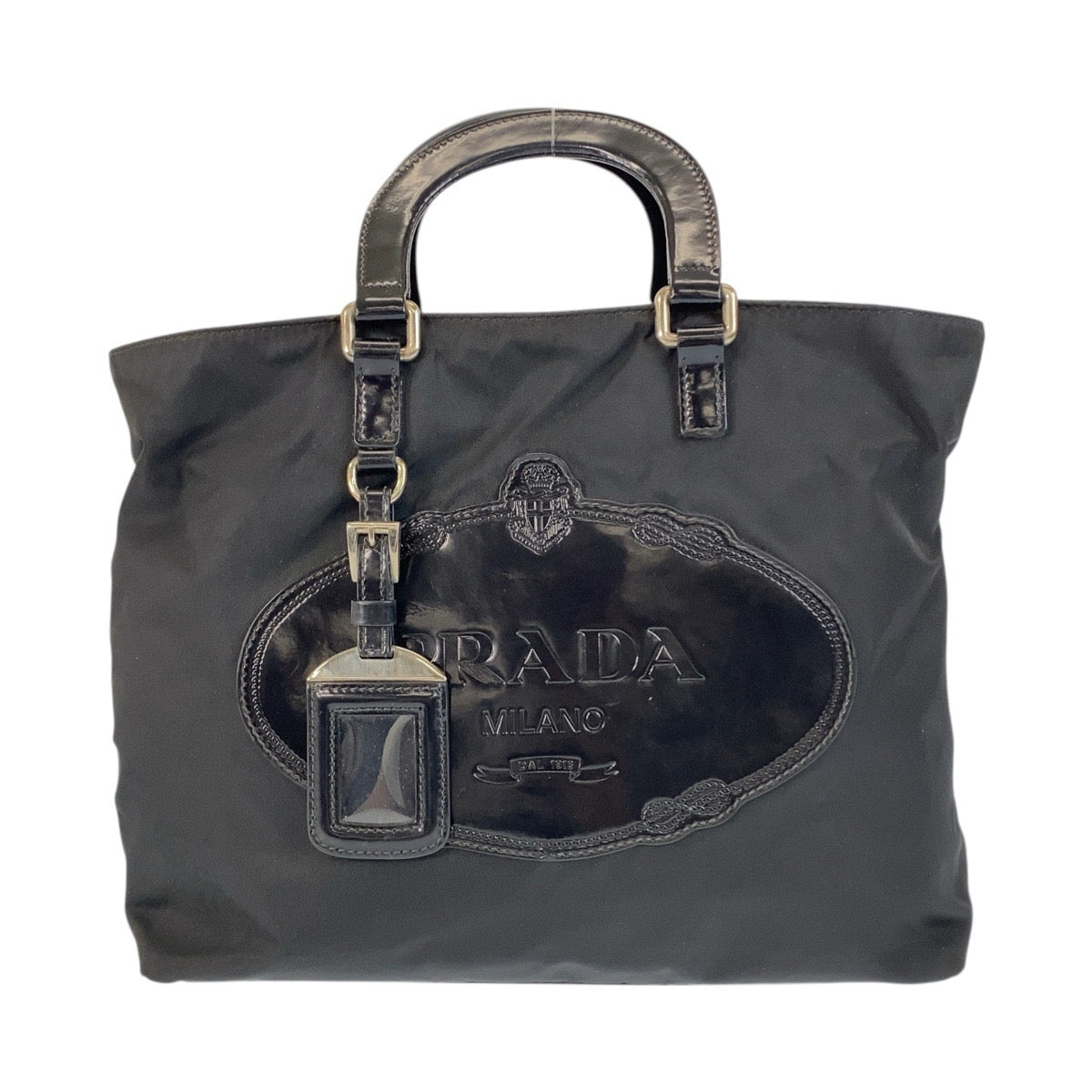 20542
PRADA プラダ テスート ロゴ ブラック 黒 シルバー金具 ナイロン トートバッグ ハンドバッグ レディース AB32