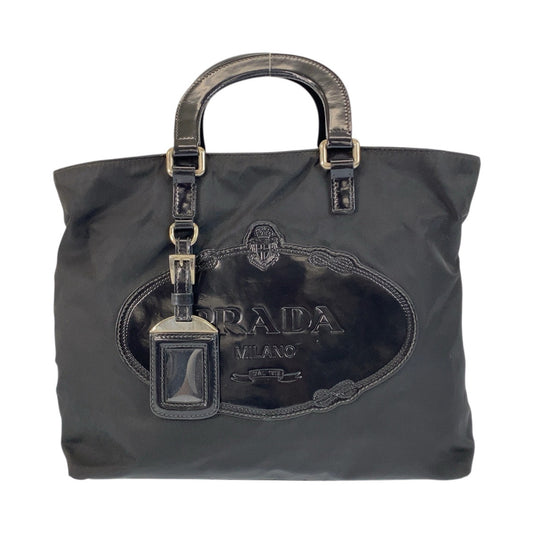 20542
PRADA プラダ テスート ロゴ ブラック 黒 シルバー金具 ナイロン トートバッグ ハンドバッグ レディース AB32