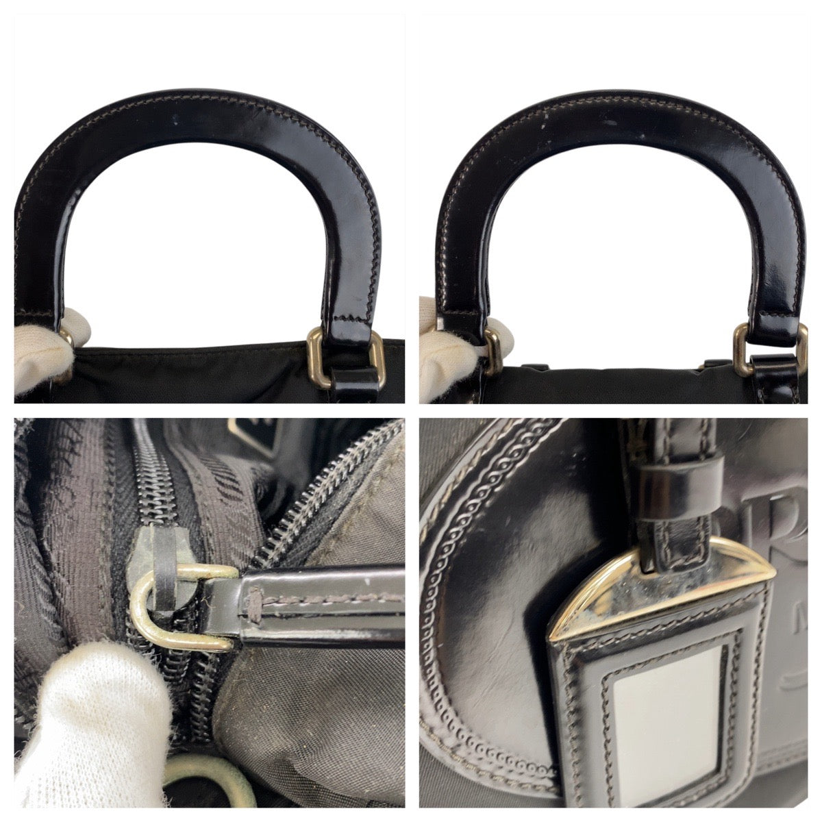 20542
PRADA プラダ テスート ロゴ ブラック 黒 シルバー金具 ナイロン トートバッグ ハンドバッグ レディース AB32