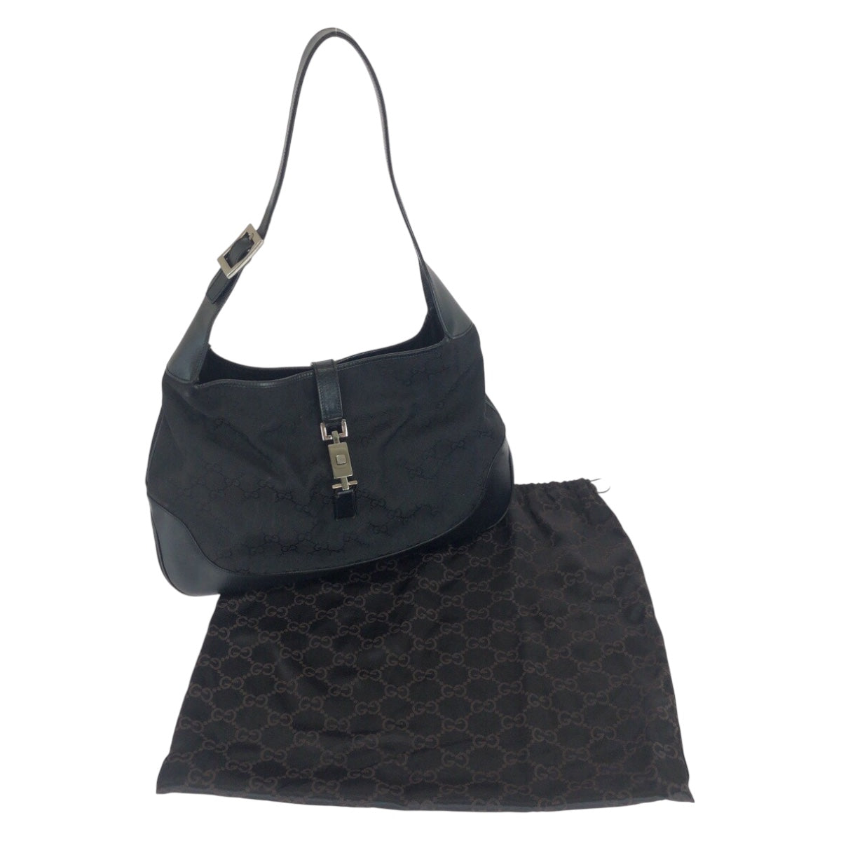 20543
GUCCI グッチ ジャッキー ブラック 黒 シルバー金具 GGキャンバス 001 3346 ショルダーバッグ 肩掛け ハンドバッグ レディース AB28