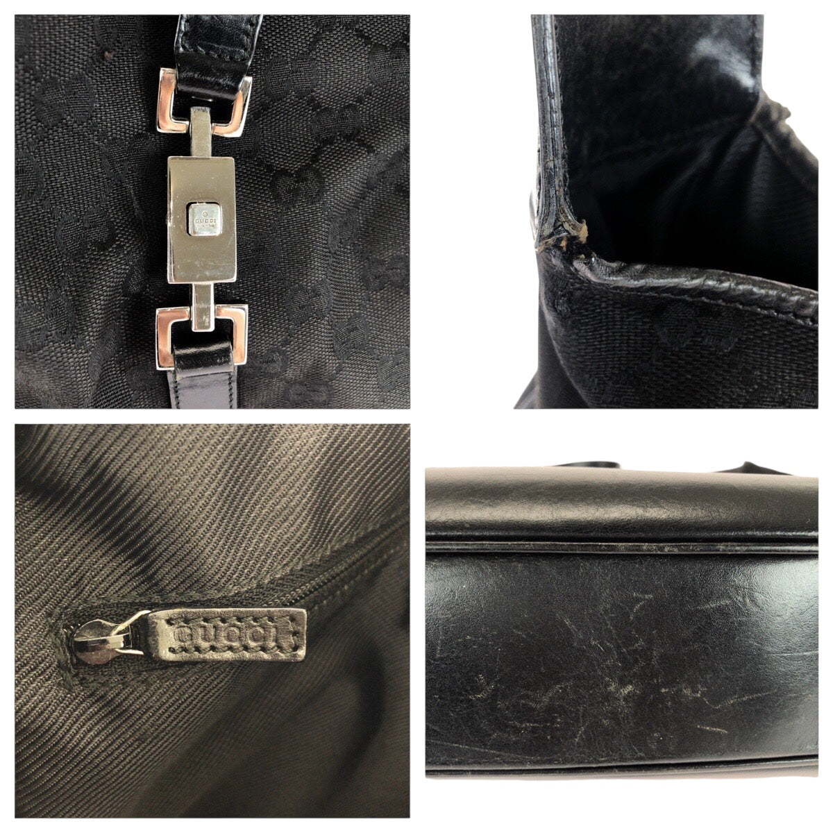 20543
GUCCI グッチ ジャッキー ブラック 黒 シルバー金具 GGキャンバス 001 3346 ショルダーバッグ 肩掛け ハンドバッグ レディース AB28