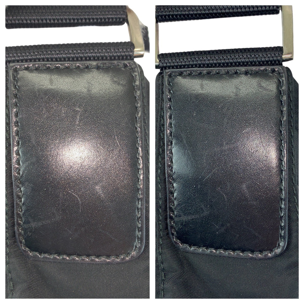 20544
PRADA プラダ テスート 三角ロゴプレート ブラック 黒 シルバー金具 ナイロン / レザー ショルダーバッグ ポシェット レディース ABP42