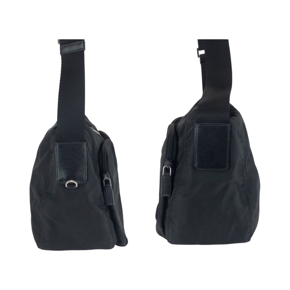 20546
PRADA プラダ テスート 三角ロゴプレート ブラック 黒 シルバー金具 ナイロン ショルダーバッグ メッセンジャーバッグ レディース AB32