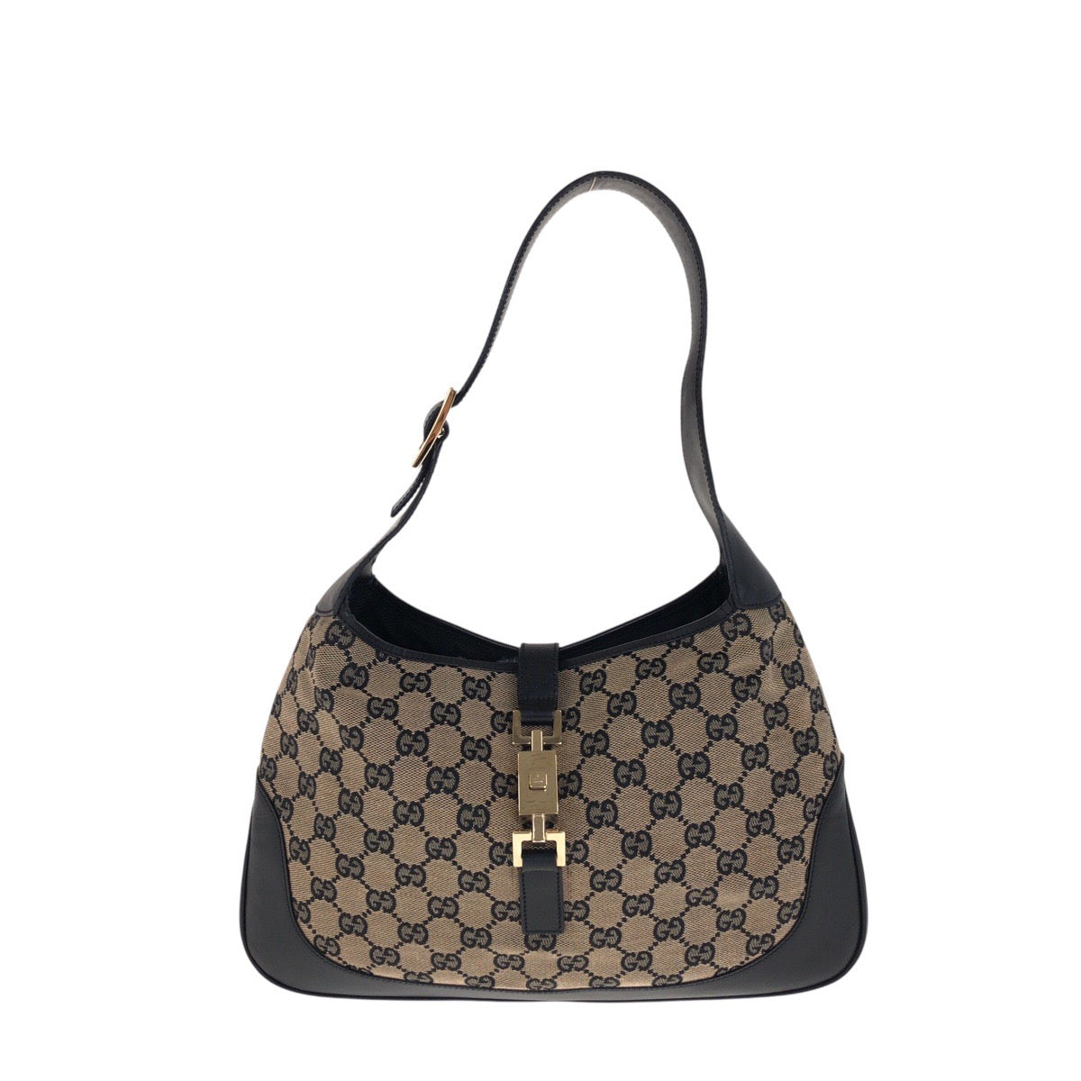 20547
GUCCI グッチ ジャッキー ブラック 黒 ゴールド金具 GGキャンバス / レザー 001 3306 ショルダーバッグ ハンドバッグ レディース AB42