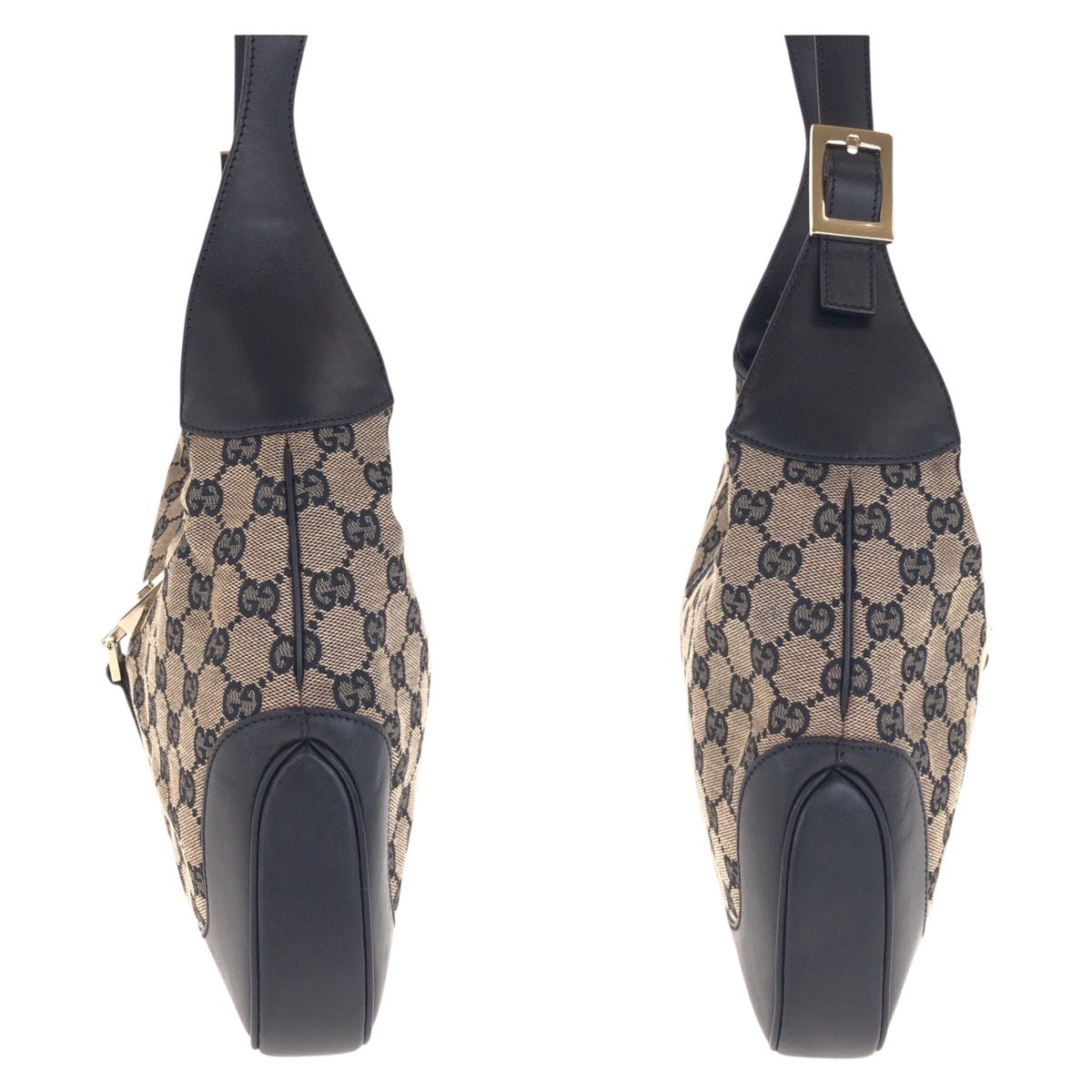 20547
GUCCI グッチ ジャッキー ブラック 黒 ゴールド金具 GGキャンバス / レザー 001 3306 ショルダーバッグ ハンドバッグ レディース AB42