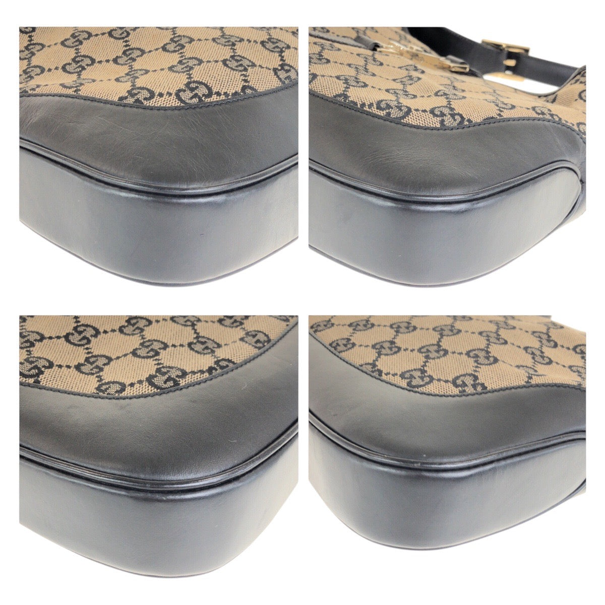20547
GUCCI グッチ ジャッキー ブラック 黒 ゴールド金具 GGキャンバス / レザー 001 3306 ショルダーバッグ ハンドバッグ レディース AB42