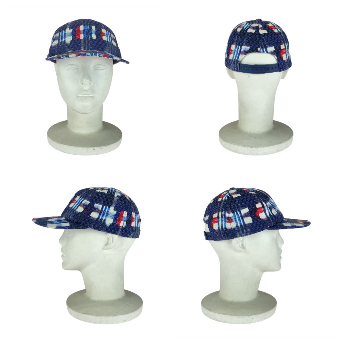 20551
CHANEL シャネル ココマーク マルチカラー ブルー ホワイト レッド ツイード キャップ レディース A48