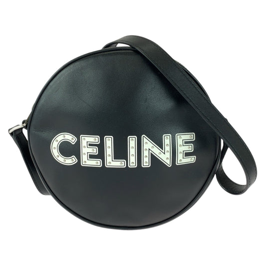 20553
CELINE セリーヌ ダンシングキッド ロゴスタッズ ブラック 黒 ホワイト シルバー金具 レザー 195883DDJ.38SI ショルダーバッグ ポシェット レディース A90