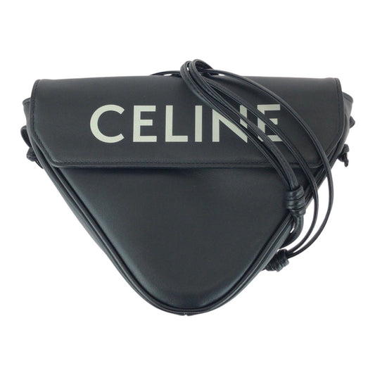 20554
CELINE セリーヌ トライアングル ロゴ ブラック 黒 ホワイト レザー 195903DCS ショルダーバッグ ポシェット レディース A90