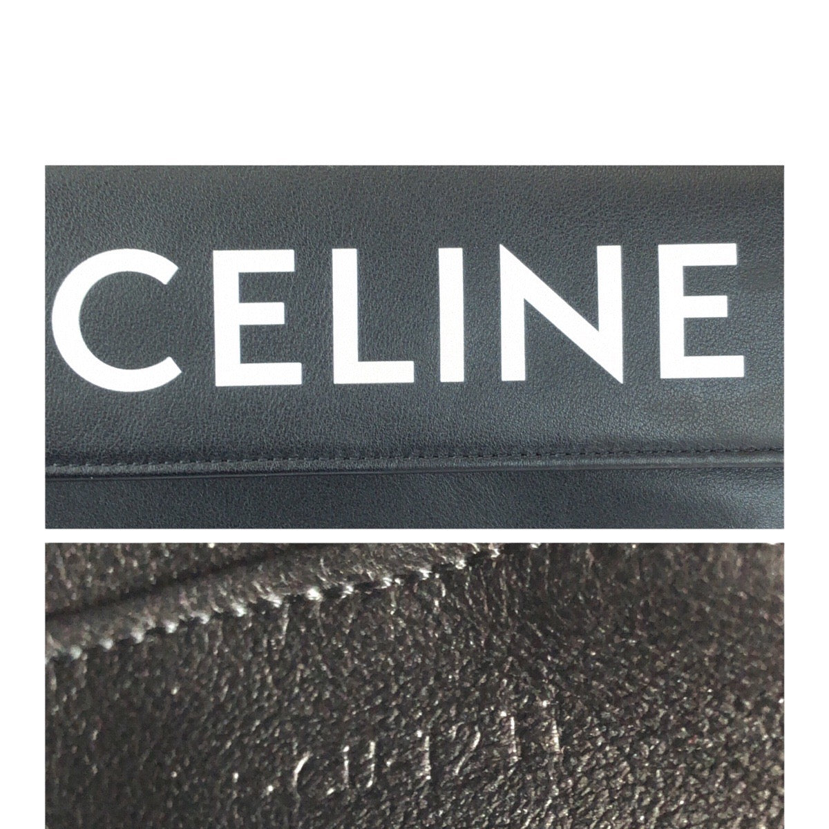 20554
CELINE セリーヌ トライアングル ロゴ ブラック 黒 ホワイト レザー 195903DCS ショルダーバッグ ポシェット レディース A90