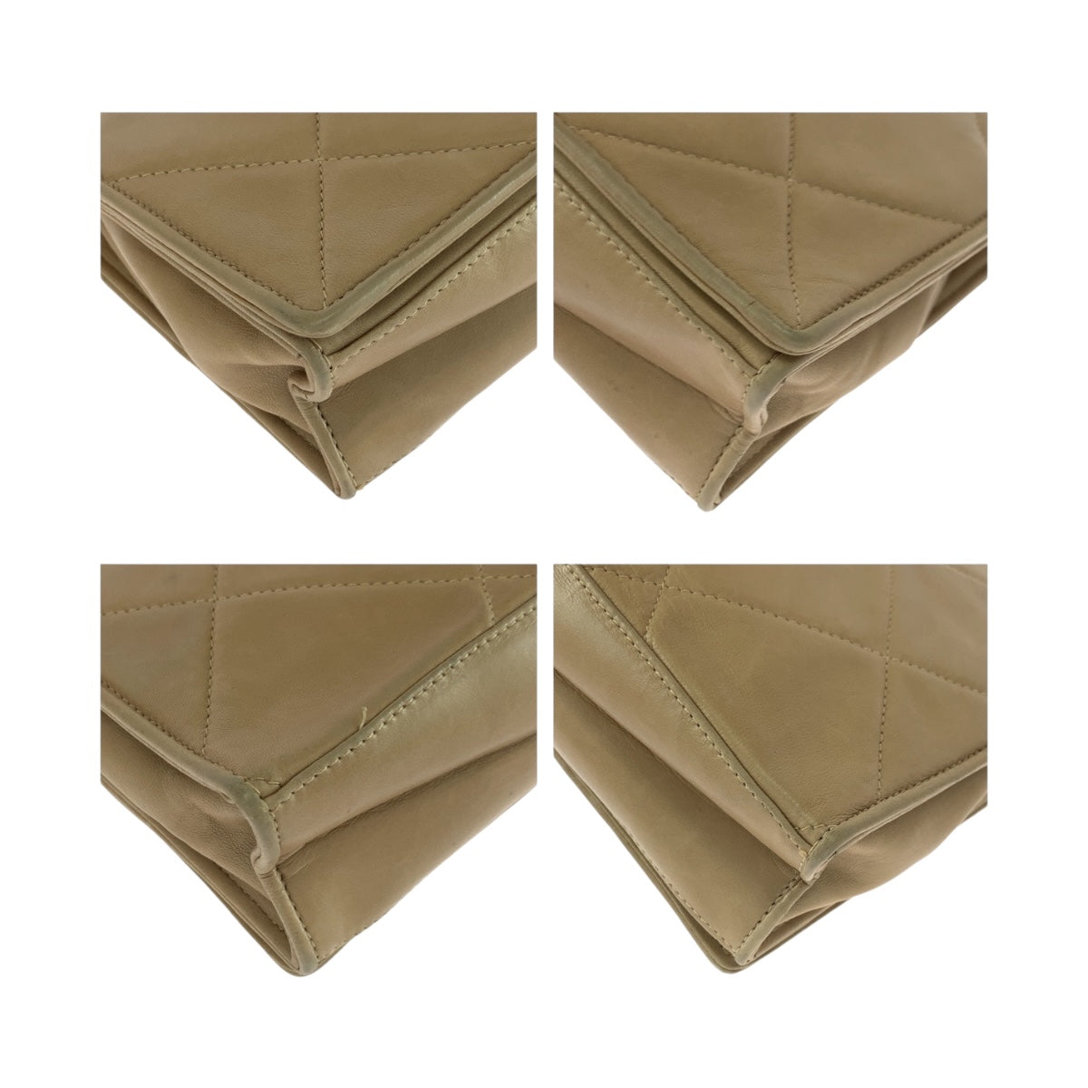 20557
CHANEL シャネル ヴィンテージ マトラッセ フラップ ココマーク ベージュ ゴールド金具 ラムスキン チェーンショルダーバッグ レディース AB125