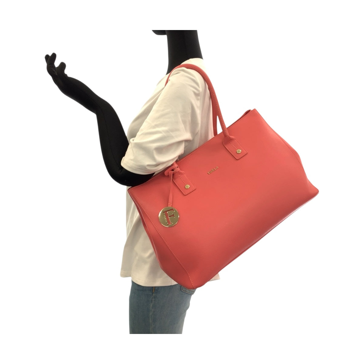 20474
Furla Linda Pink Gold Hardware PVC Tote Bag Shoulder Bag Ladies A14