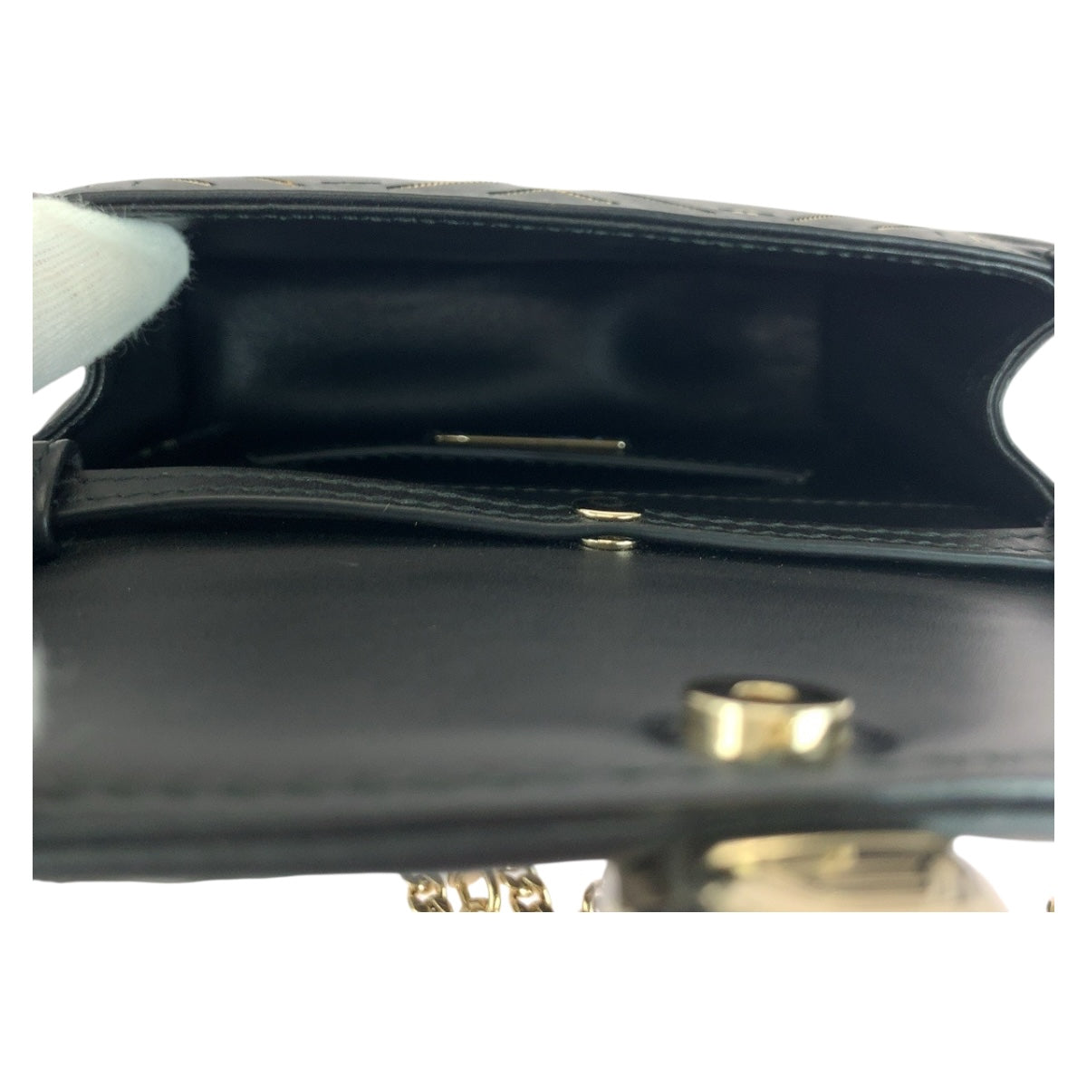 20426
BVLGARI Serpenti Diamond Blast Black White Gold Hardware Leather Chain Shoulder Bag Pochette Ladies A170