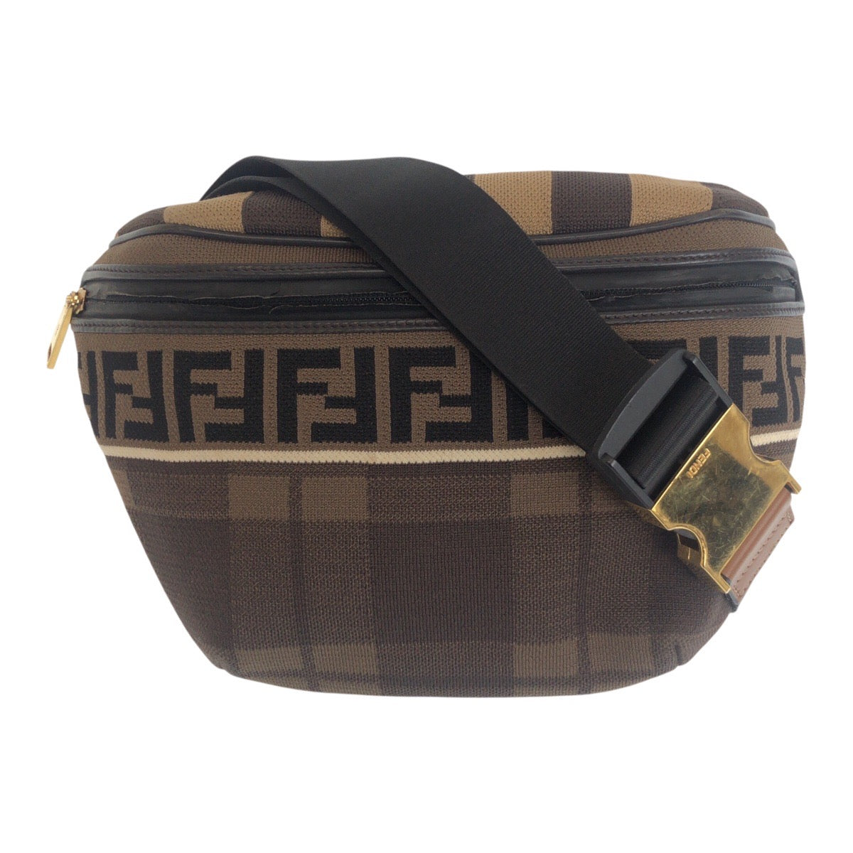 20559
FENDI フェンディ ズッカ柄 ブラウン ゴールド金具 キャンバス 7VA434 A4BI 189 8465 ボディバッグ バムバッグ メンズ AB49