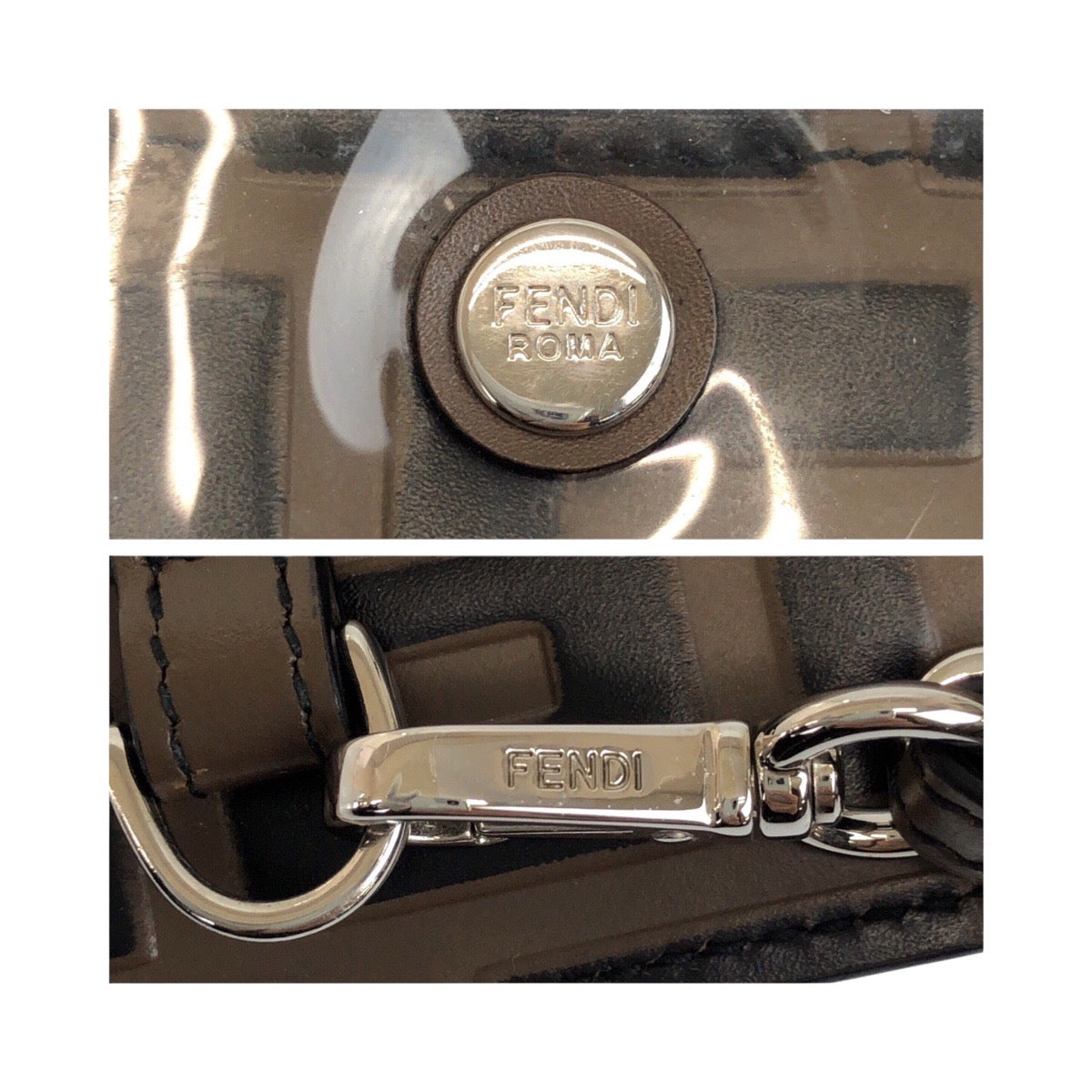 20560
FENDI フェンディ ズッカ柄 ブラウン シルバー金具 レザー 7AR737 A5TL スマホホルダー フォンケース スマホケース レディース A35