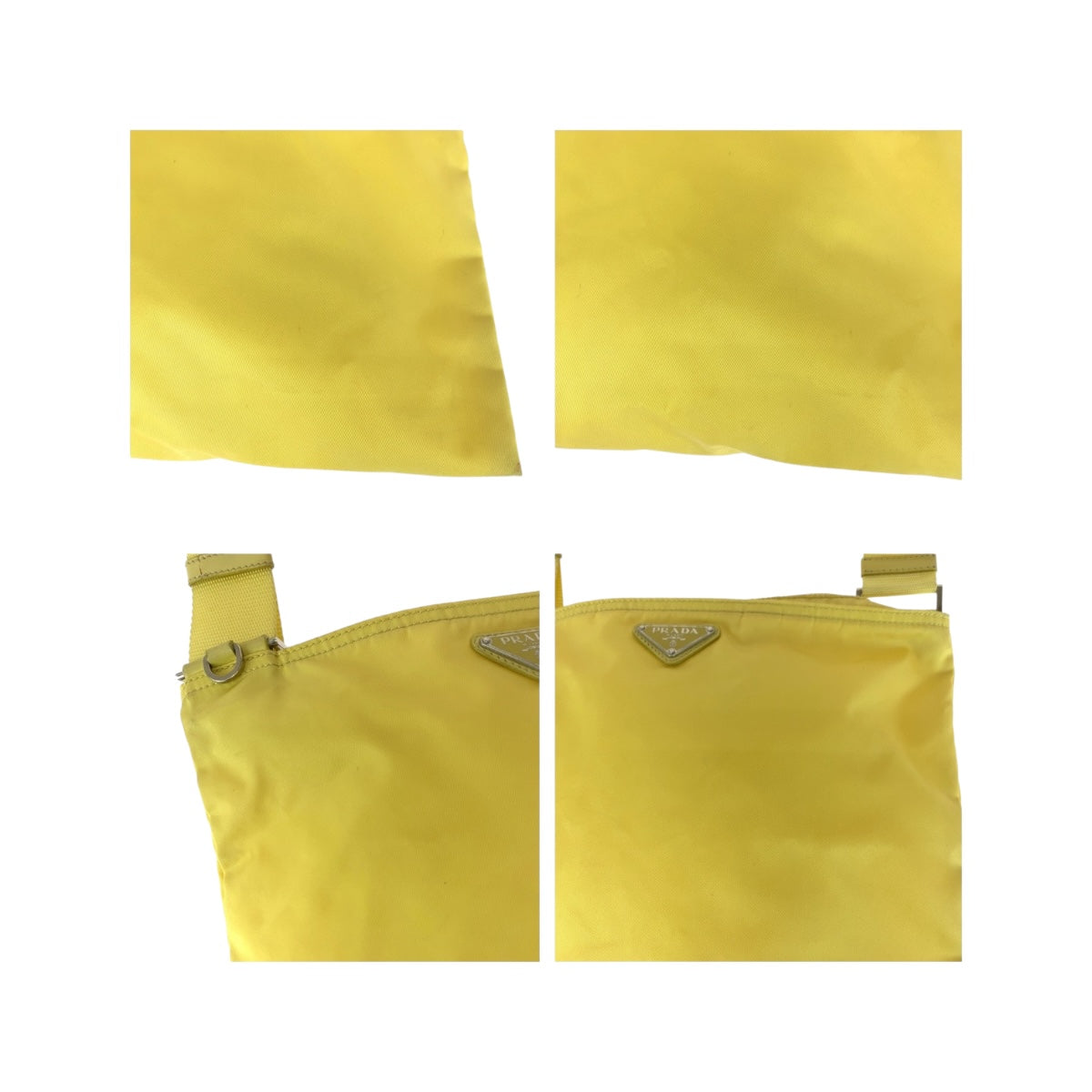 20564
PRADA プラダ テスート 三角ロゴプレート イエロー シルバー金具 ナイロン ショルダーバッグ サコッシュ レディース ABP35