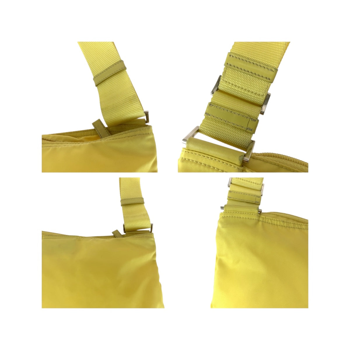 20564
PRADA プラダ テスート 三角ロゴプレート イエロー シルバー金具 ナイロン ショルダーバッグ サコッシュ レディース ABP35