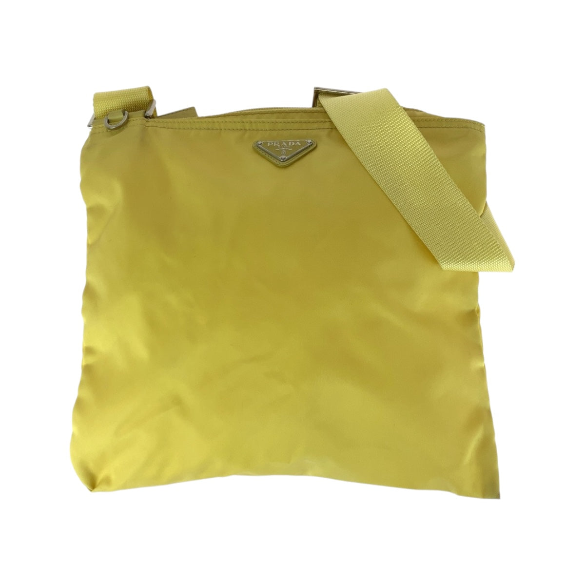 20564
PRADA プラダ テスート 三角ロゴプレート イエロー シルバー金具 ナイロン ショルダーバッグ サコッシュ レディース ABP35