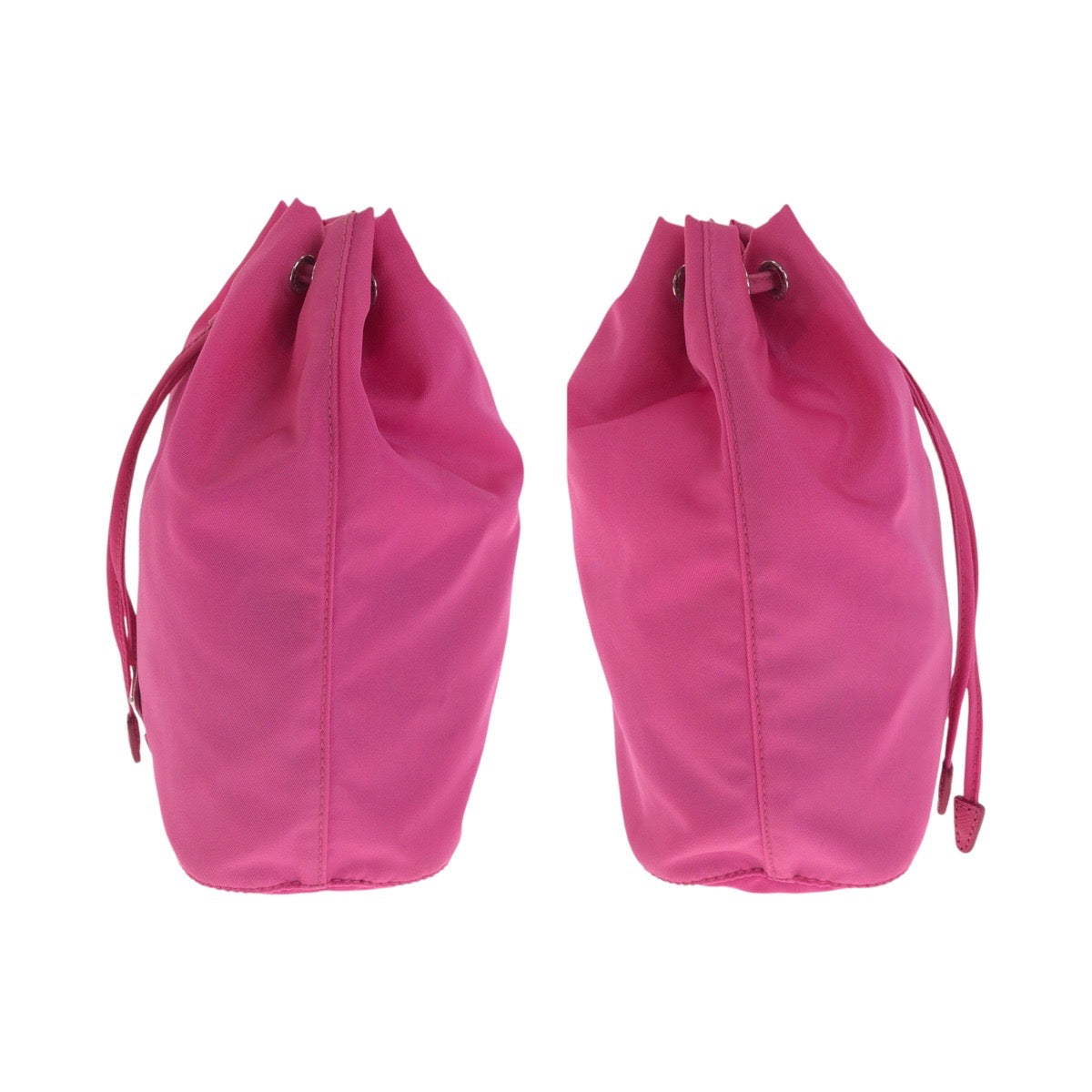 20565
PRADA プラダ 三角ロゴ ピンク シルバー金具 ナイロン 1NE369 ポーチ 巾着 レディース A42