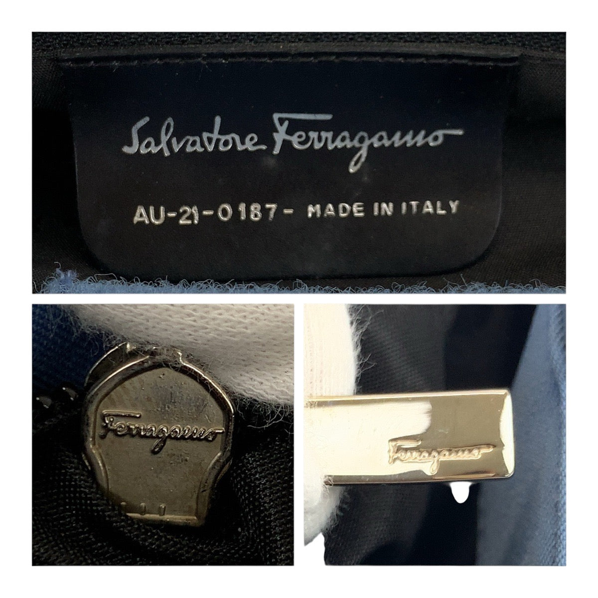 20567
Salvatore Ferragamo Vara Chain Blue Silver Hardware Canvas AU-21-0187 Handbag Shoulder Bag Women's AB9