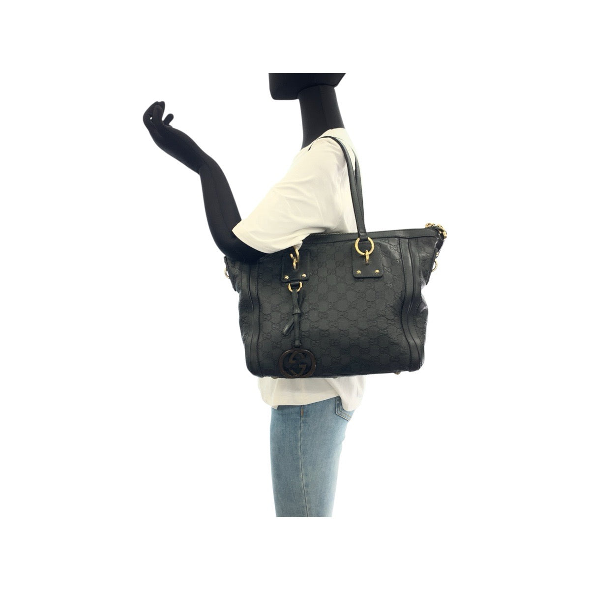 20572
GUCCI グッチ グッチシマ ダークグリーン系 グレー系 ゴールド金具 レザー 247281 トートバッグ ショルダーバッグ 2way レディース ABP50