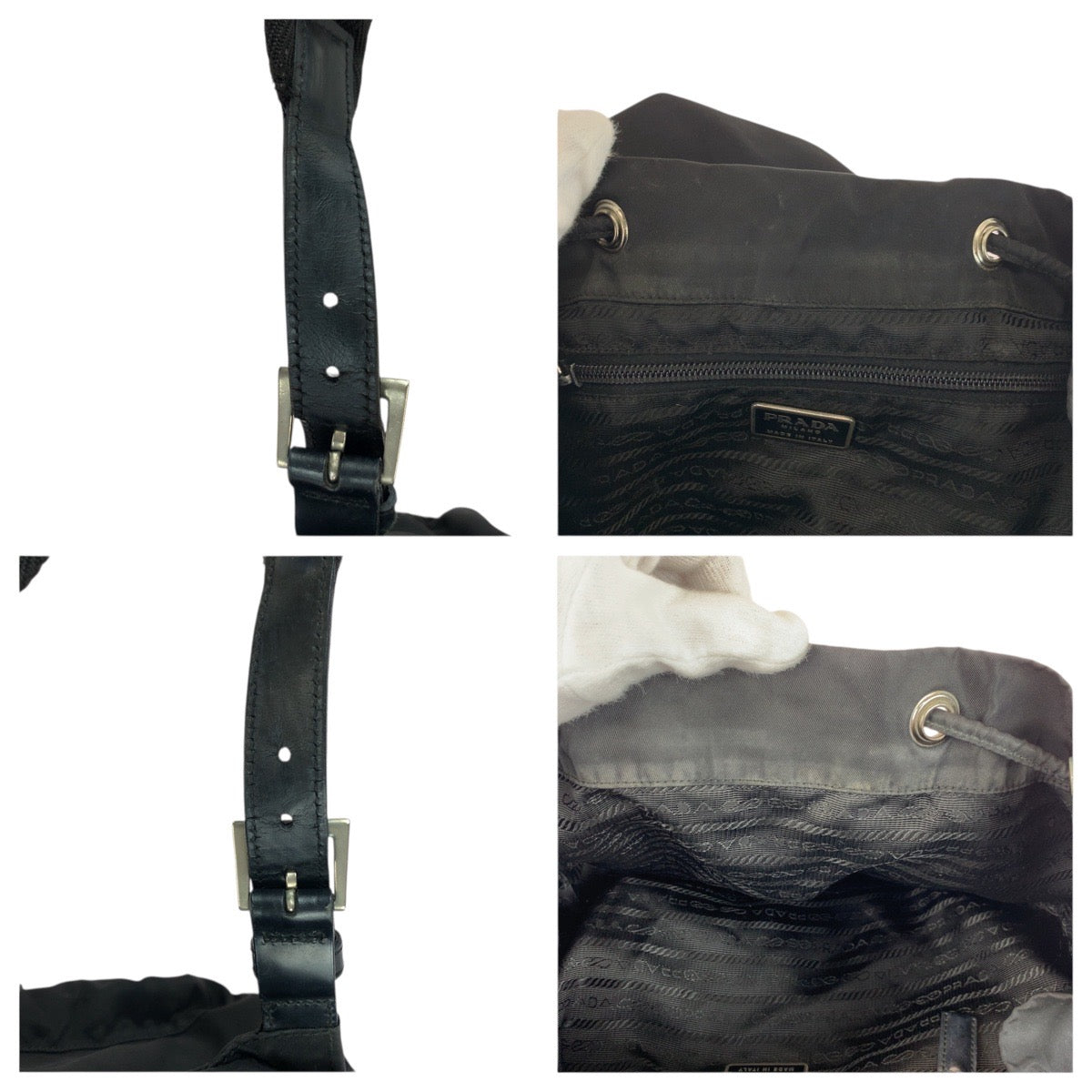 20573
PRADA プラダ テスート 三角ロゴプレート ブラック 黒 シルバー金具 ナイロン / レザー リュック・デイパック バックパック レディース AB36