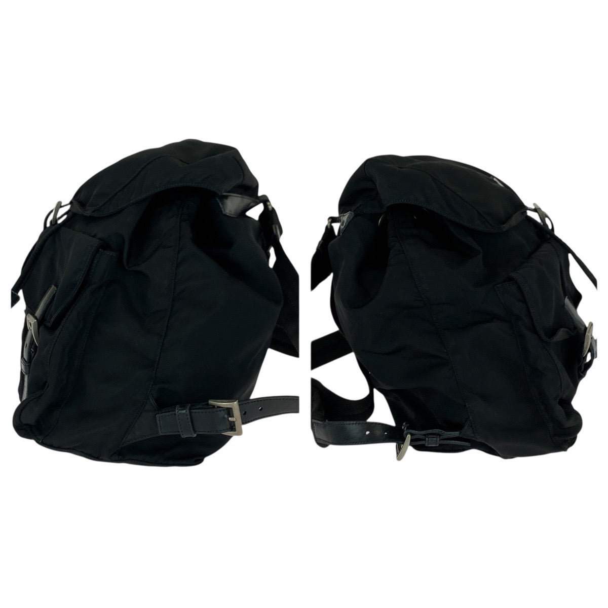 20573
PRADA プラダ テスート 三角ロゴプレート ブラック 黒 シルバー金具 ナイロン / レザー リュック・デイパック バックパック レディース AB36