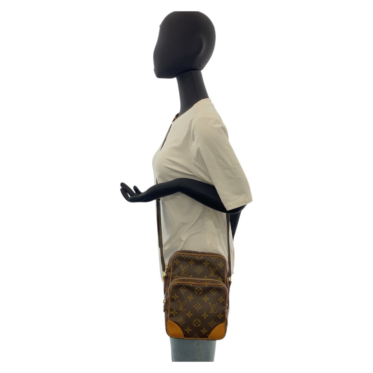 20574
LOUIS VUITTON ルイヴィトン モノグラム アマゾン ブラウン ゴールド金具 PVC / レザー M45236 ショルダーバッグ ポシェット レディース AB56