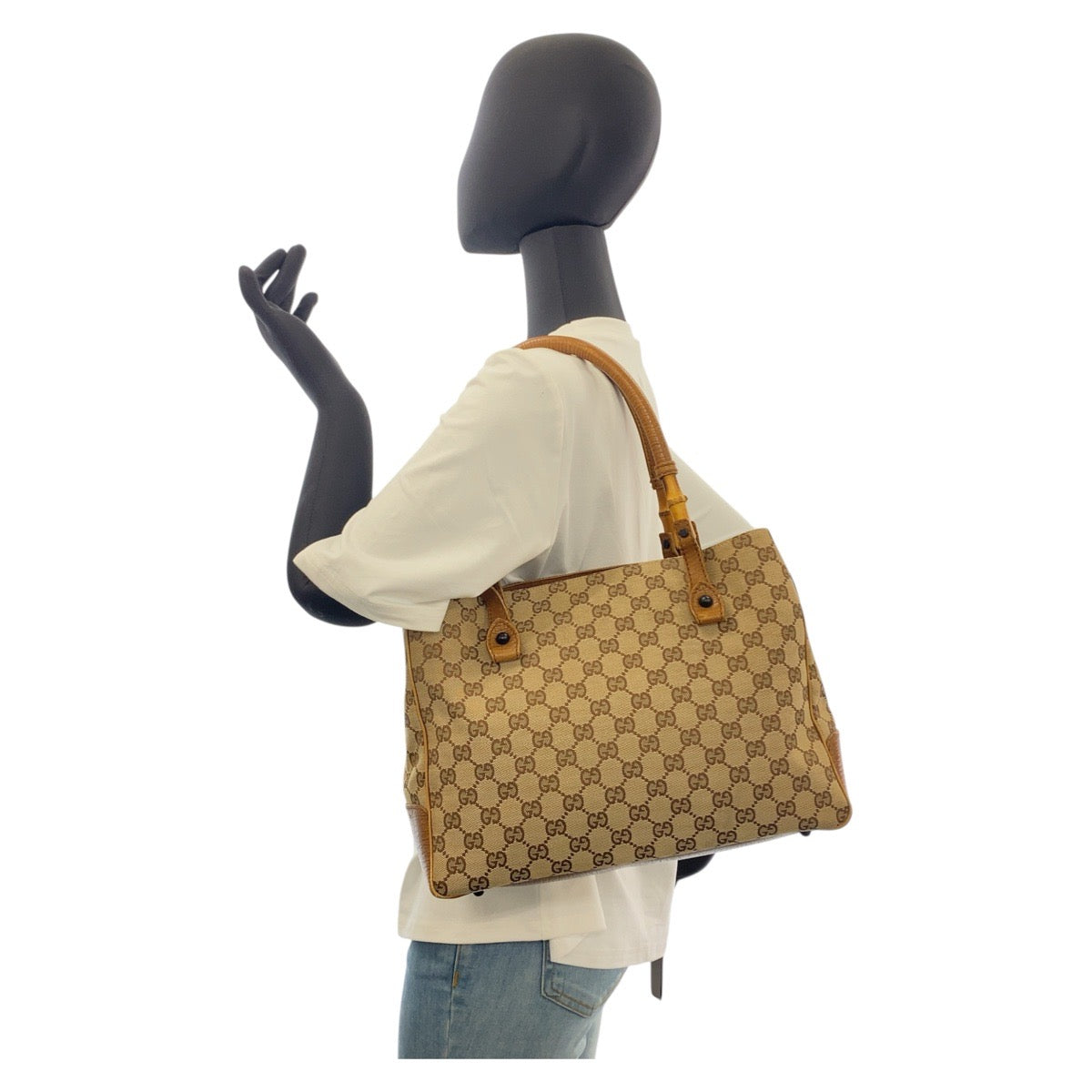 20575
GUCCI グッチ バンブー ベージュ ブラウン GGキャンバス / レザー 112526 トートバッグ ショルダーバッグ レディース ABP35