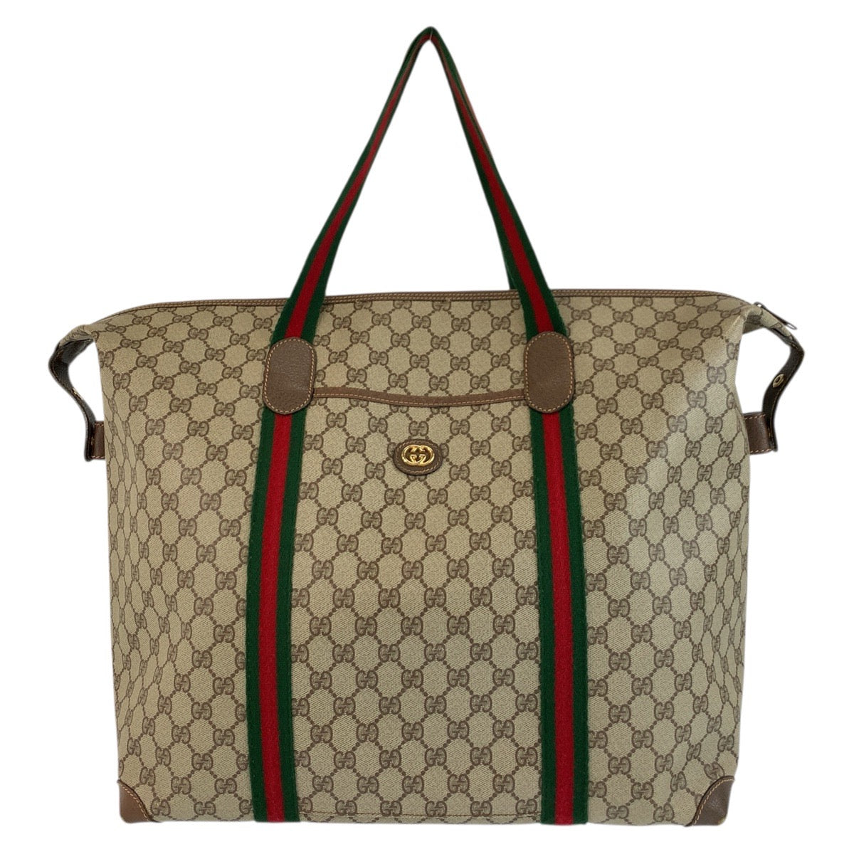 20576
GUCCI Vintage Sherry Line Beige Gold Hardware GG Supreme Canvas / Leather 012 39 6211 Tote Bag Boston Bag Ladies ABP56