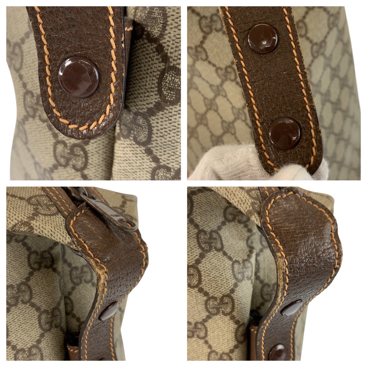 20576
GUCCI Vintage Sherry Line Beige Gold Hardware GG Supreme Canvas / Leather 012 39 6211 Tote Bag Boston Bag Ladies ABP56