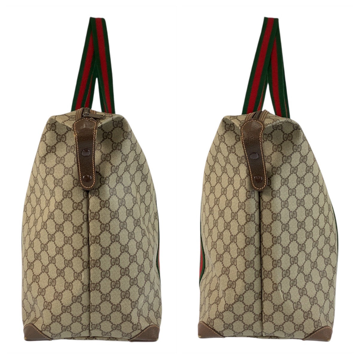 20576
GUCCI Vintage Sherry Line Beige Gold Hardware GG Supreme Canvas / Leather 012 39 6211 Tote Bag Boston Bag Ladies ABP56