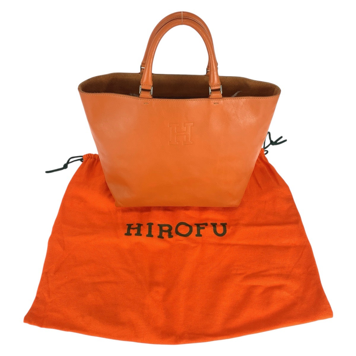 20579
HIROFU ヒロフ オレンジ シルバー金具 レザー トートバッグ レディース ABP7