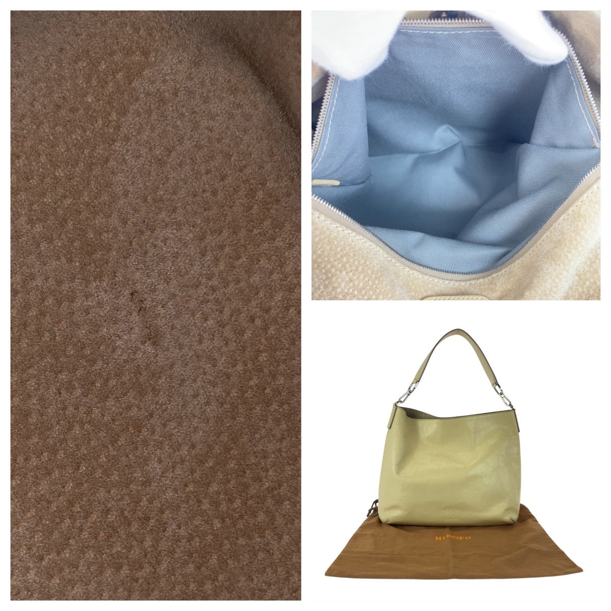 20580
HIROFU Hirofu Beige Cream Silver Hardware Leather 2007601 Shoulder Bag Women's ABP8