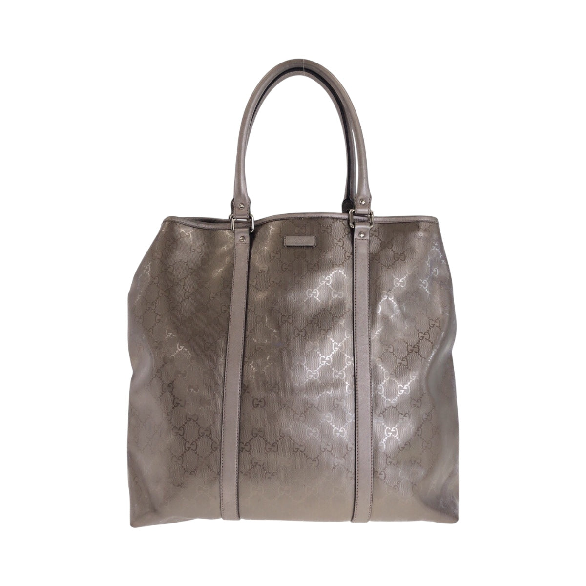 20588
GUCCI Imprime Metallic Brown Silver Hardware PVC 223668 Tote Bag Handbag Women's AB30