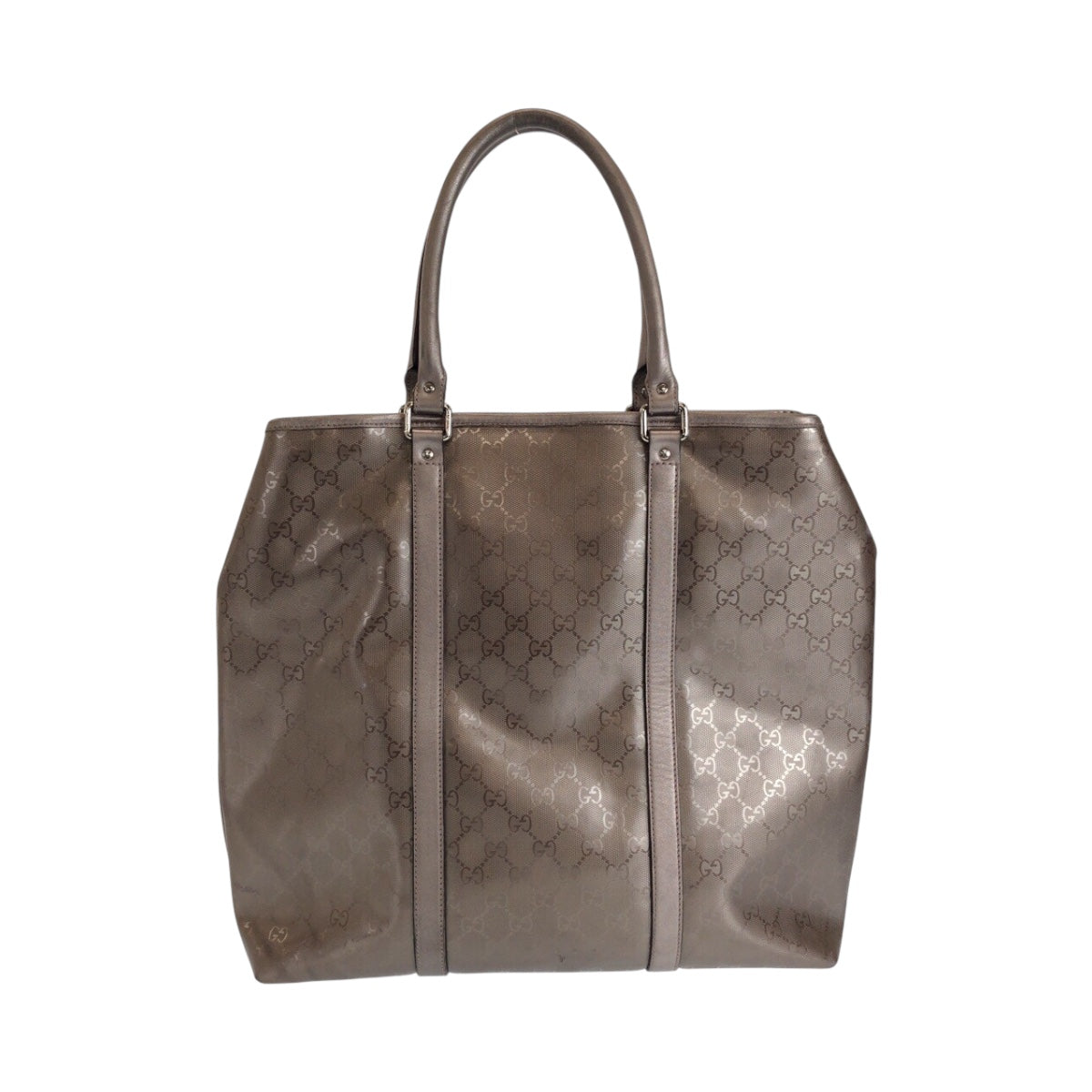 20588
GUCCI Imprime Metallic Brown Silver Hardware PVC 223668 Tote Bag Handbag Women's AB30