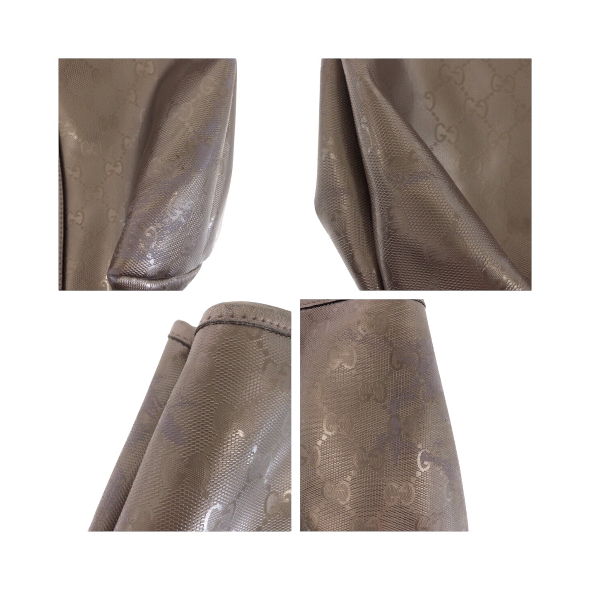 20588
GUCCI Imprime Metallic Brown Silver Hardware PVC 223668 Tote Bag Handbag Women's AB30