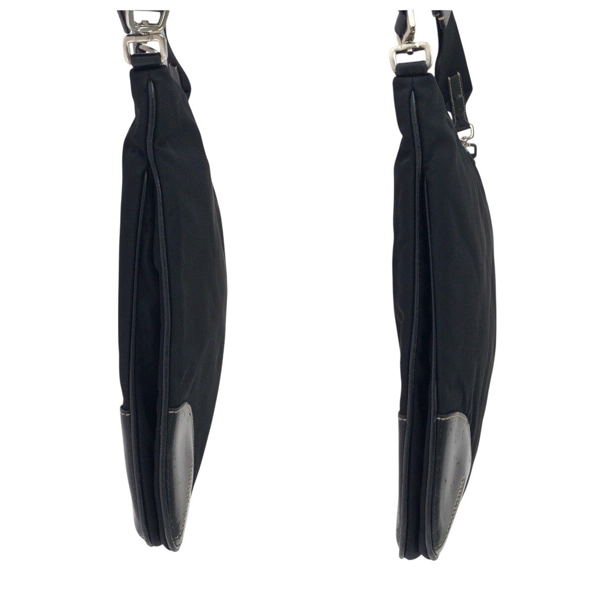 20589
PRADA プラダ テスート 三角ロゴプレート ブラック 黒 シルバー金具 ナイロン / レザー ショルダーバッグ ポシェット レディース ABP38