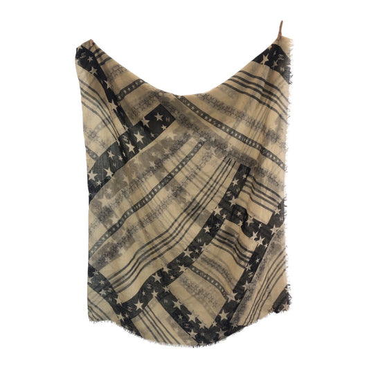 20592
CHANEL シャネル ココマーク オフホワイト ブラック カシミヤ 大判 ストール ショール レディース ABP35