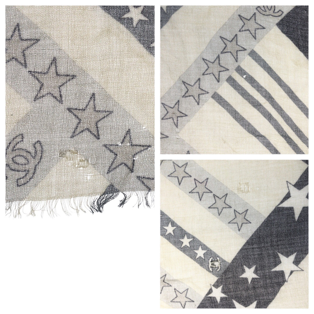 20592
CHANEL シャネル ココマーク オフホワイト ブラック カシミヤ 大判 ストール ショール レディース ABP35