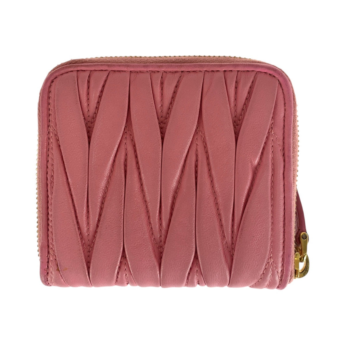 20593
MIUMIU ミュウミュウ マテラッセ ピンク ゴールド金具 レザー 二つ折り財布 コンパクトウォレット レディース ABP21