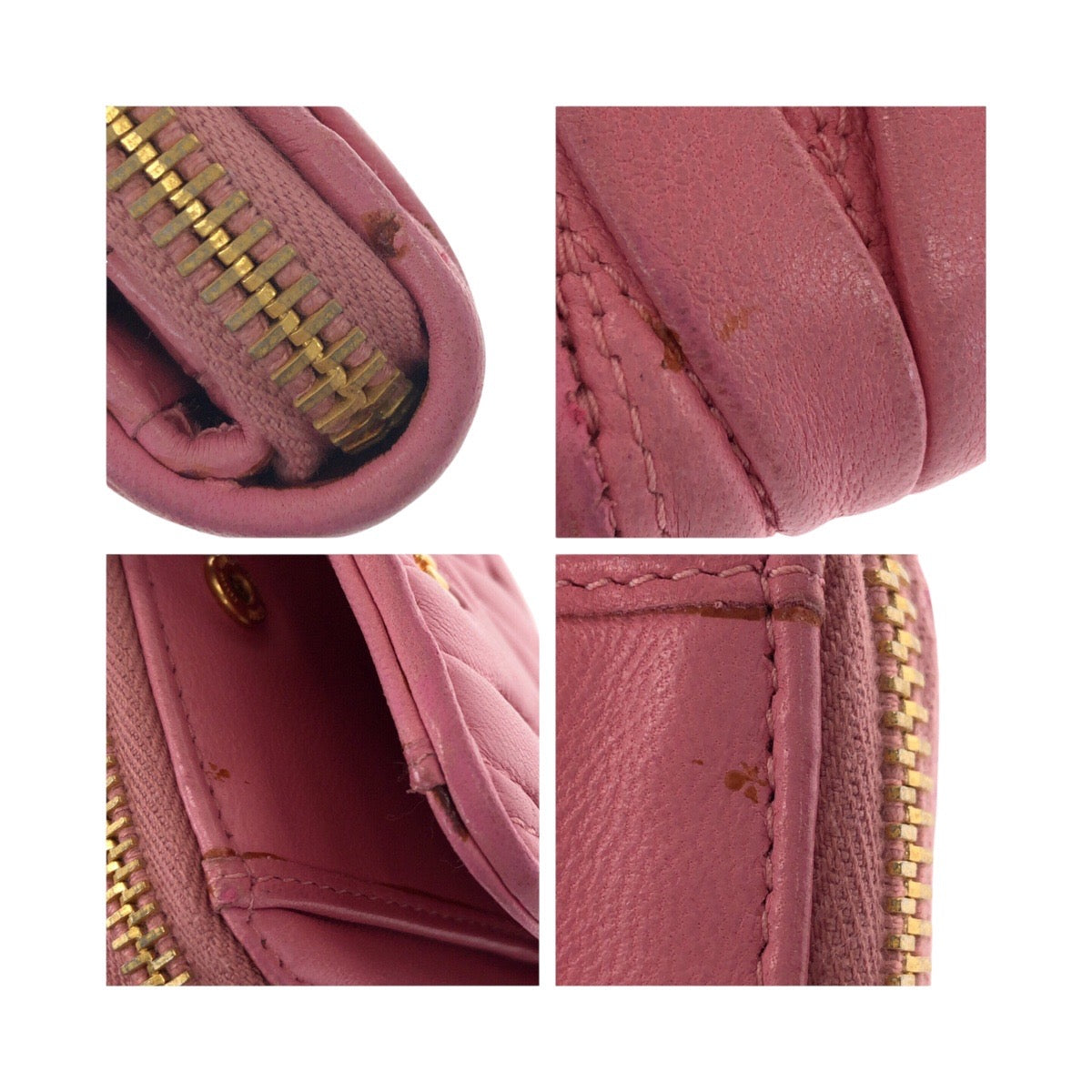 20593
MIUMIU ミュウミュウ マテラッセ ピンク ゴールド金具 レザー 二つ折り財布 コンパクトウォレット レディース ABP21