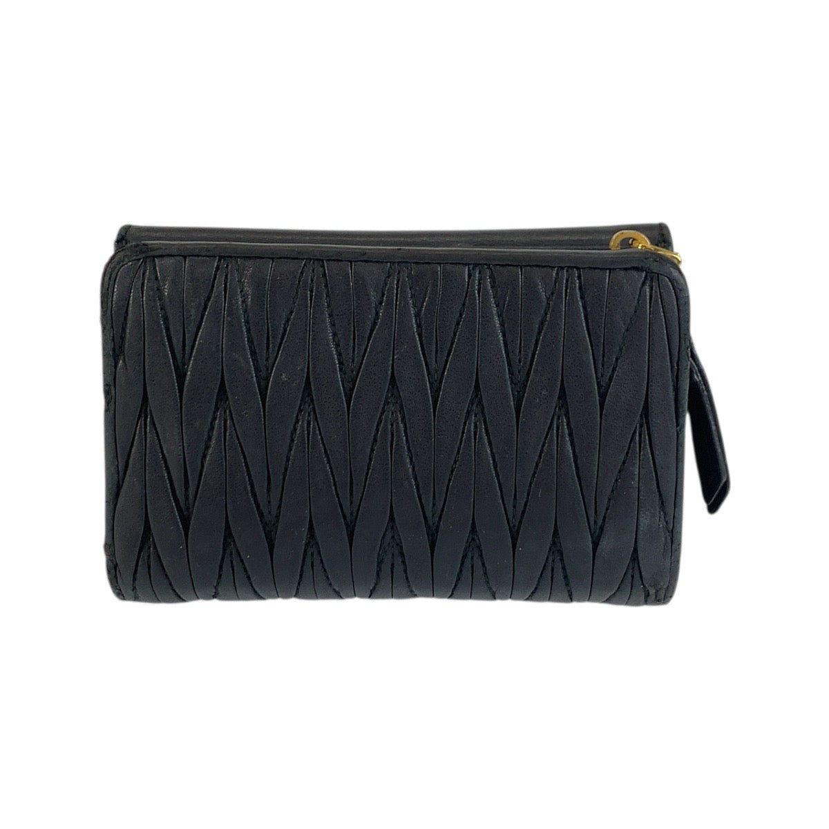 20594
MIUMIU ミュウミュウ マテラッセ ブラック 黒 ゴールド金具 レザー 折り財布 コンパクトウォレット レディース AB14