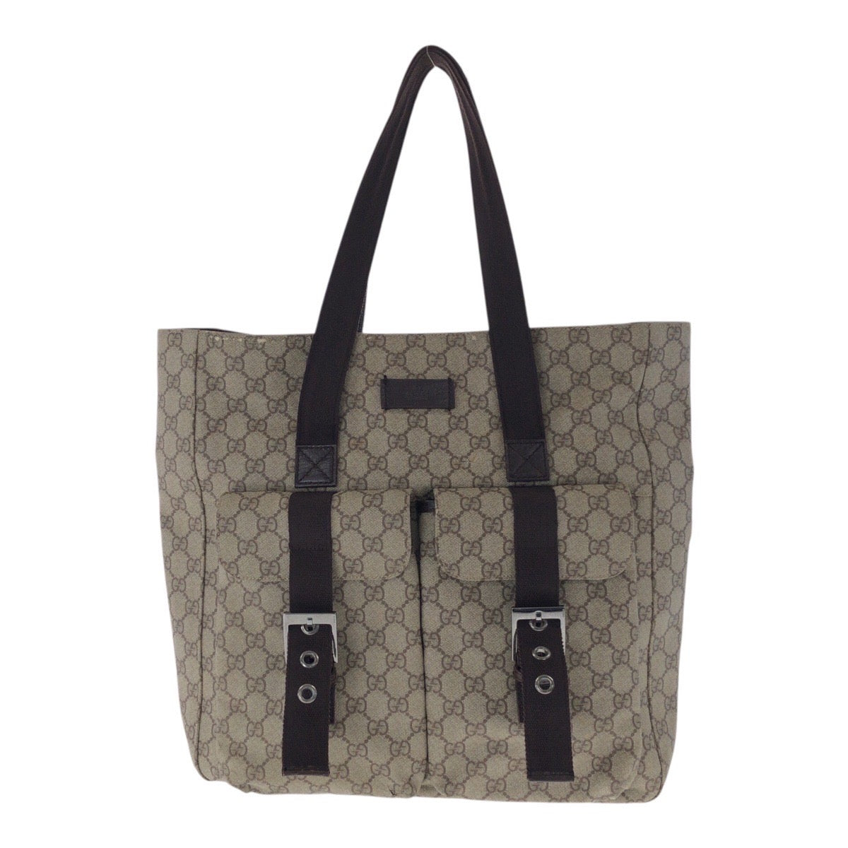 20596
GUCCI グッチ ベージュ ブラウン シルバー金具 GGスプリームキャンバス / レザー 141196 トートバッグ ショルダーバッグ レディース B14