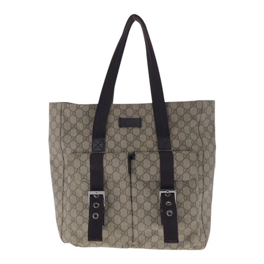20596
GUCCI グッチ ベージュ ブラウン シルバー金具 GGスプリームキャンバス / レザー 141196 トートバッグ ショルダーバッグ レディース B14