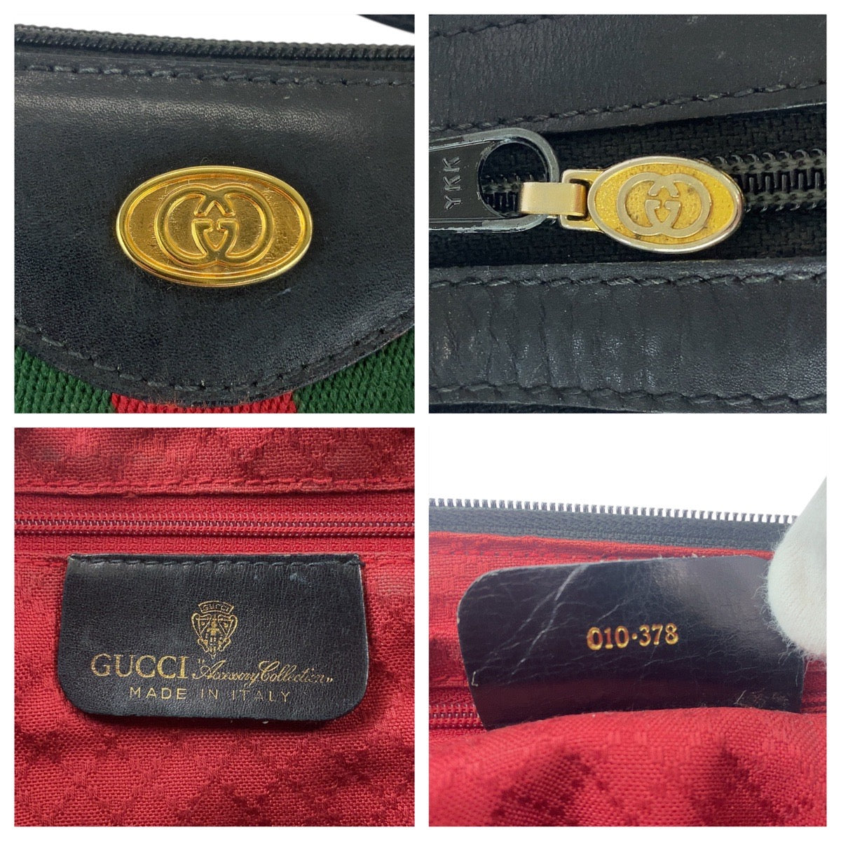 20597
GUCCI グッチ ヴィンテージ シェリーライン オールドグッチ ブラック 黒 ゴールド金具 GGキャンバス / レザー 010 378 ショルダーバッグ ポシェット レディース ABP36
