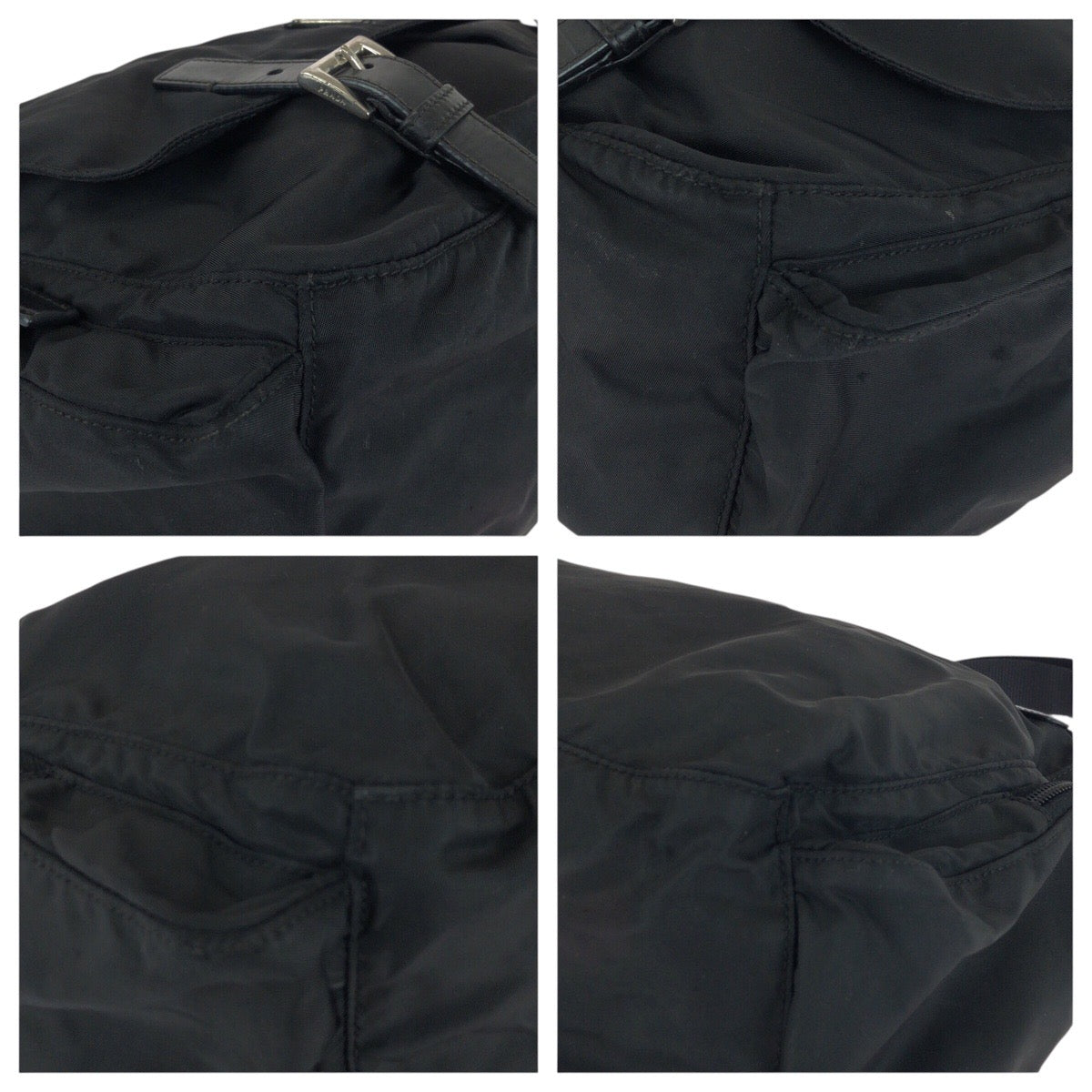 20598
PRADA プラダ テスート 三角ロゴプレート ブラック 黒 シルバー金具 ナイロン / レザー ショルダーバッグ メッセンジャーバッグ レディース ABP36